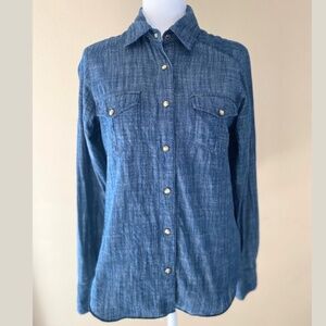 ELEMENT Women's Long Sleeve Chambray Pearl snap Size Medium